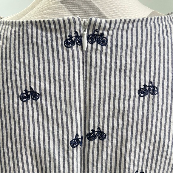 Cynthia Rowley Seersucker Bicycle Print Scalloped Edge Sleeveless Dress 10 - Picture 7 of 12